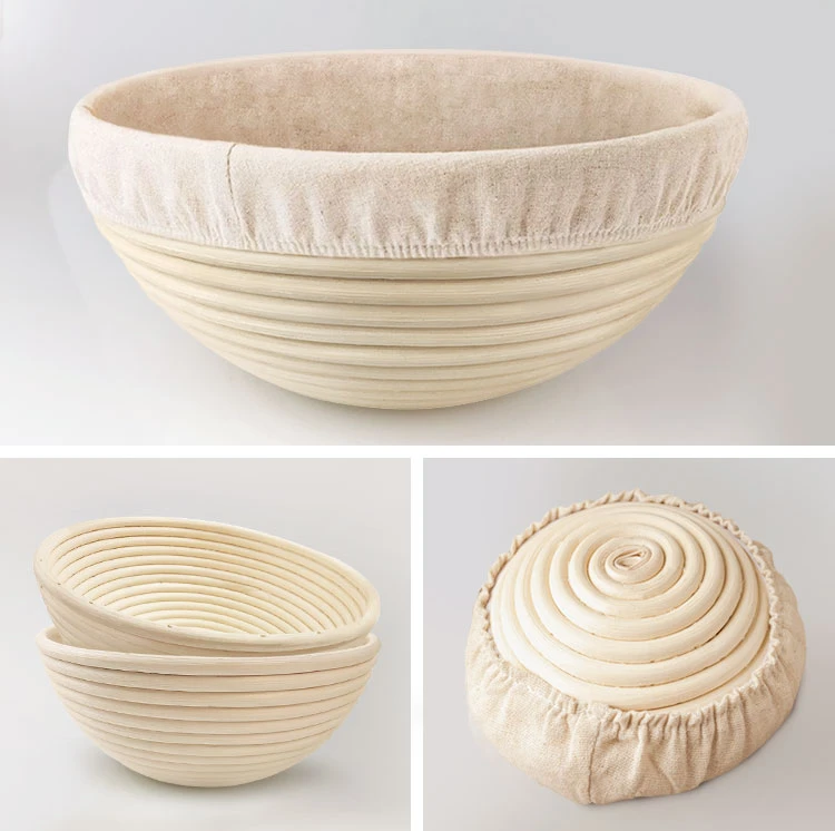 Linen Liner Cloth Natural Rattan Bread Fermentation Basket Round Baking Bowl Bread Proofing Dough Basket