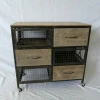 Living room  vintage  antique 6 wire drawer iron and wooden cabinet