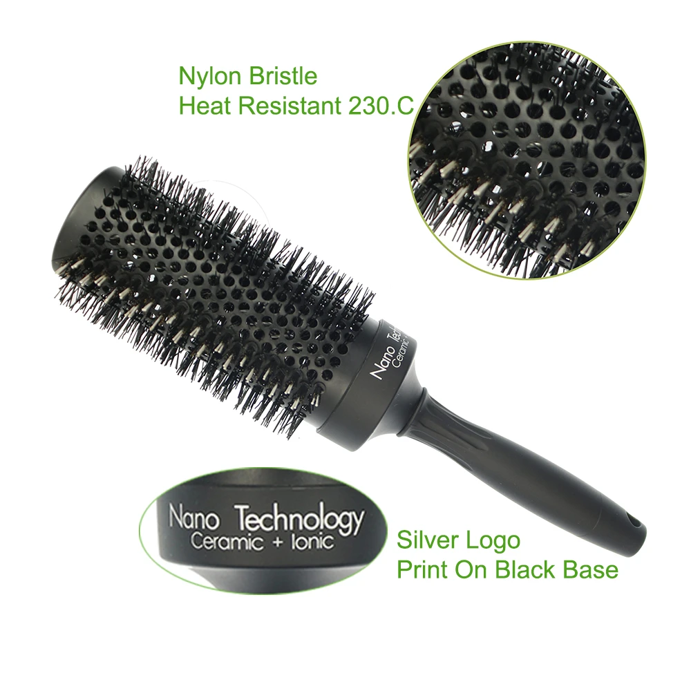 Longer aluminum barrel nylon bristle styling hair brush