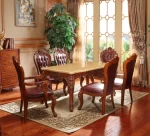 Luxury Heavy Carved Soild Wood Dining Table Sets With Royal Marble Top