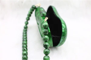luxury vintage green ladies evening bags special shape acrylic clutch bag