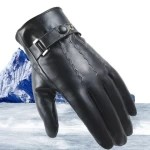 Men Fashion Black Winter Sheep Leather Gloves Wool Lining Thermal Touchscreen Texting Typing Motorcycle Driver Gloves All Sizes