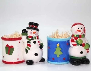 Merry Christmas ceramic porcelain  plastic  Toothpick container box Holder