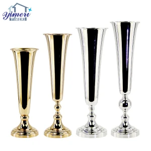 metal gold silver tall large floor flower vase for wedding table centerpieces