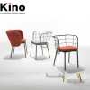Metal tube stacking park chair dining chair with seat cushion
