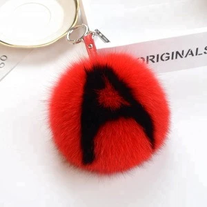 Mewel Genuine Large Fox Fur Bag Charm Pom Pom Keychain