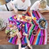 Mexican Blanket Outdoor Table Cover Fiesta Party Mexican Serape Blanket Tablecloth for Mexican Party Wedding Decorations