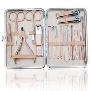 MGJ18 18pcs professional nail clipper nipper travel pedicure manicure tool set with case nail art trimming tool