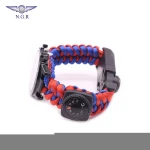 Military outdoor compass and whistle multifunction survival kit bracelet