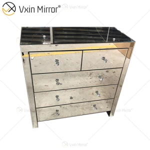 Mirrored Silver Chest of Drawers Hallway Cabinet Glass Cabinet Bedroom Home Furniture  WXF-802