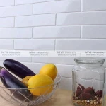 MM Mosaic 2"x8" herringbone white kitchen wall mosaic  tiles
