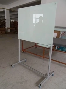 Mobile Dry erase both sides magnetic glass whiteboard