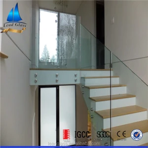 Modern decking interior glass stair balustrade handrail