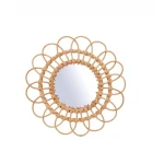Modern decorative bamboo wall mirror flower ecofriendly  living room home decor restaurant lobby hotel office