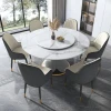 Modern dining table rock slab Italian style expandable dining table home villa round table with turntable