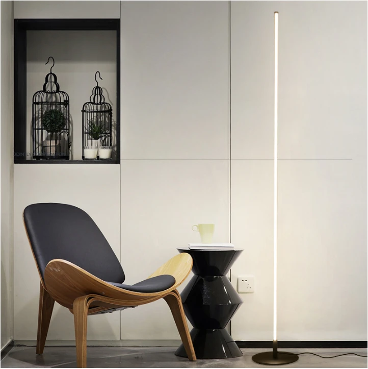 Modern wholdsale factory vertical dimmable simple warmth 2700k led black standing floor lamp