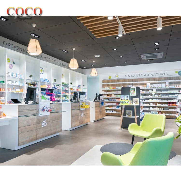 MOOKOO Customized Pharmacy Shop Display Furniture Cabinet for Drug Store Sale