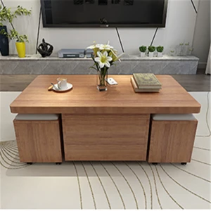 Multifunctional Lift Top Coffee Table with Storage Stools and Wheels