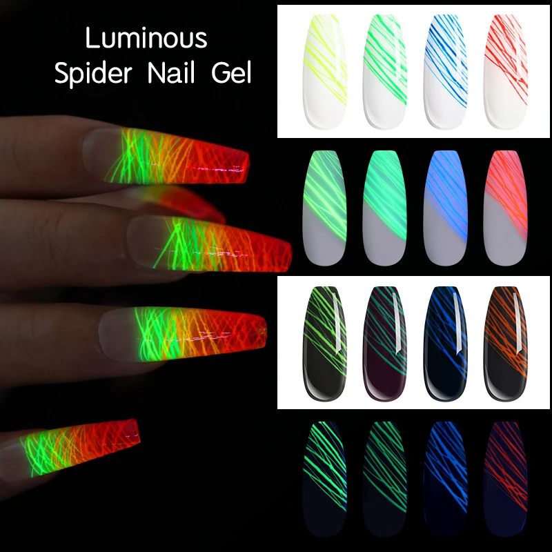 Nail Products 2020 New 7ml Night Light Luminous Spider Nail Gel Polish With Your Private Labels Glow Paint Drawing Gel