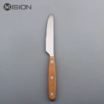 Natural wood wooden rivet handle stainless steel cutlery flatware set with matte finish