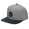 Navy Brim 6 Panel Waxed Fabric Best Seller Leather Patch Snapback Cap
