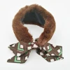 New Arrival Elegant Winter Women Wrap Stole Scarves Faux Mink Fur Collar Scarf with Silk Ribbon