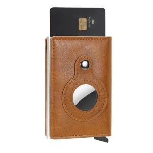 New Arrive Minimalist Anti-lost AirTag Custom Logo RFID PU Wallet Smart Business Gift Automatic Pop Up Credit Card Holder