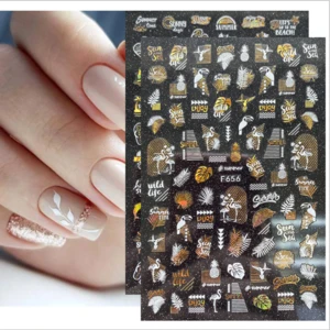New design decoration relief gold-plated adhesive decal stickers nail art 3d