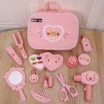 New Design Girl Beauty Make Up Asst pretend play Wooden Dressing Design Toy with Mirror comb scissors