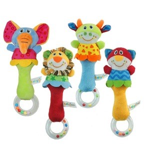 New design plush toy animal hand bells newbron gift baby rattle