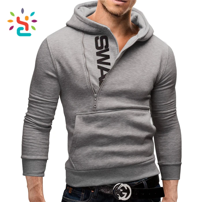 New design side zipper neck hoodies mens autumn sports outdoor Sweatshirt custom printing logo