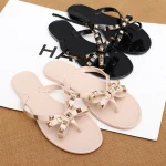 new fashion China wholesale jelly latest women flat sandals with rivet