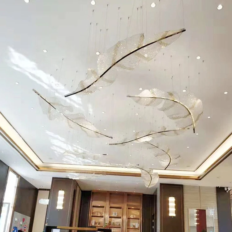 New style custom luxury Hotel modern glass big project chandelier pendant light