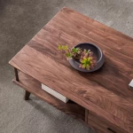 nordic solid wood coffee table Simple black walnut living room home light luxury table
