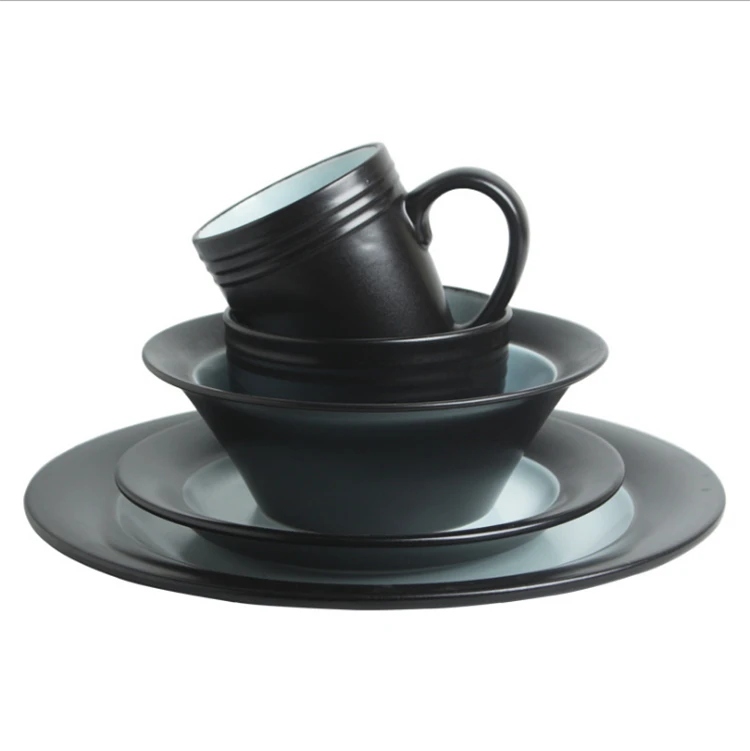 Nordic wholesale blue black ceramic  dinnerware set tableware