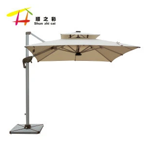 OEM new design aluminium solar lighting umbrella with LED lights