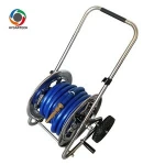 Original Color Trolley Hose Reel Cart  Metal Garden Hose Cart With PVC Hose Set, 3/4" x 40m