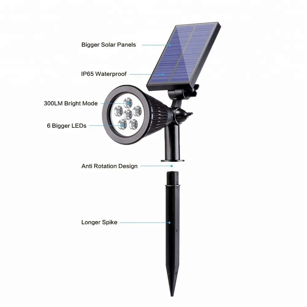 Outdoor Spot Light 6pcs LED Waterproof IP65 Solar Lawn Light Wall Garden Lantern Lamp