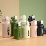 OWNSWING Large capacity stainless steel sports water bottle with straw metal keep cold and warm storage water bottle