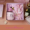 Pink Marble Couple Coffee Mug and Spoon promotional valentine gift set promotional souvenir wedding gift sets