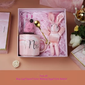 Pink Marble Couple Coffee Mug and Spoon promotional valentine gift set promotional souvenir wedding gift sets
