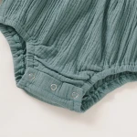 Plain baby fall ruffle romper linen baby romper manufacturer made in China