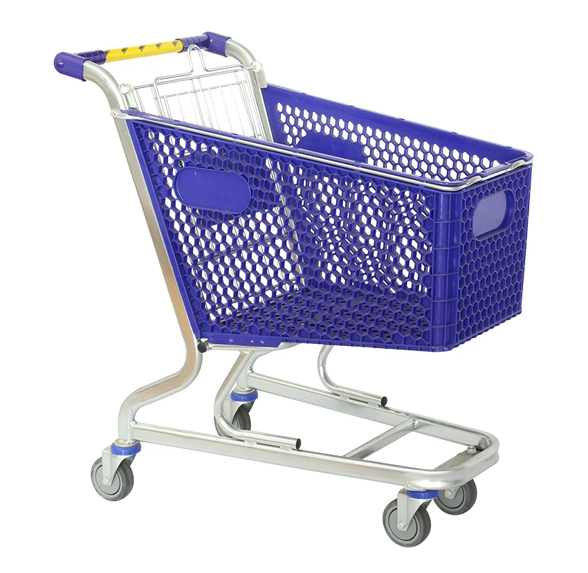 Plastic trolley PL-100A top sales supermarket plastic shopping cart trolley