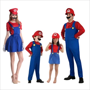 Plumber Fancy Dress Performance Clothing Halloween Party Adult Kids Children Super Mario Cosplay Costume