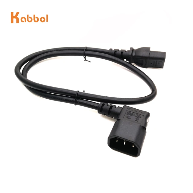 Power Cord C13 Right Angled to C14 IEC Extension Cord