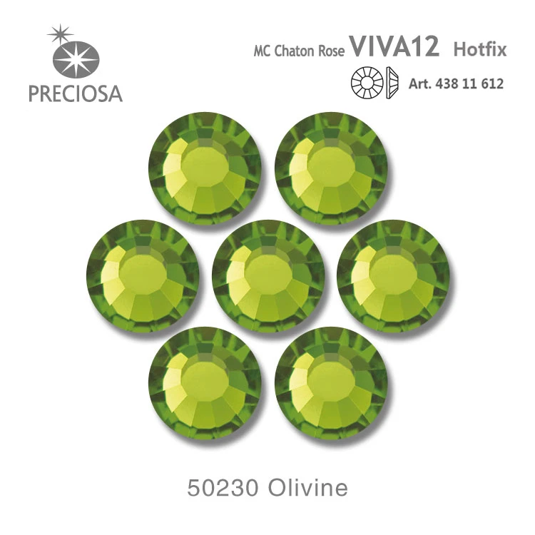 Preciosa Viva12 Green Turmaline rhinestone iron on patches