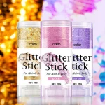 Private Label Rainbow 3 Colors Body Hair Paint Professional Natural Glitter Stick