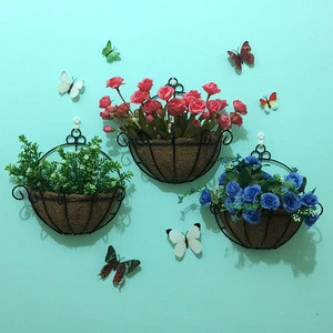 PVC Coated Metal Wall Hanging Planter Basket with Coco Liner