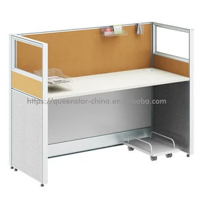QS-OW03 120 degree 3 person linear modular office partition workstation