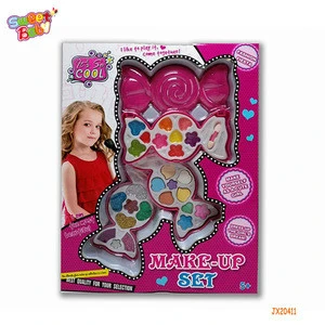 Rainbow colors candy shape three layers diy kids makeup toy cosmetics with EN71